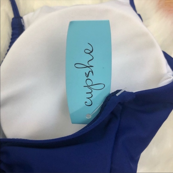 NWT!! Cupshe Blue lace-up piece bathing suit - Picture 3 of 8